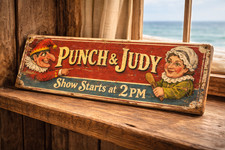 Punch and Judy Sign Vintage Seaside Pier Retro Fairground Wooden beach signs
