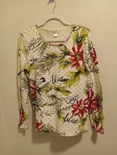 Christopher Banks Joy, Peace, Believe Women's Size S Long Sleeve Top