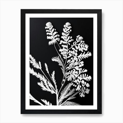 Schafgarbenblatt Linolschnitt 4 Kunstdruck gerahmt Wandbild Poster Leinwanddruck Bild
