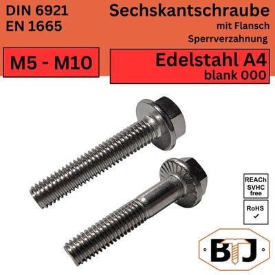 DIN-6921 Flanschschraube Edelstahl A4 V4A Sechskantschraube Flansch M5 M6 M8 M10