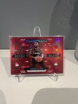 2021-22 Panini Obsidian - Pitch Black Damian Lillard #25 Electric Etch Red Flood