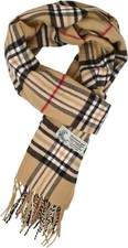 Unisex Classic Tartan Plaid Winter Scarf Soft Cashmere Feel 72"x12"BEIGE