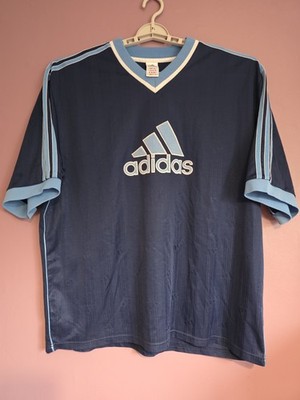 Mens Vintage 90s Style Adidas V-Neck Football Shirt XXL
