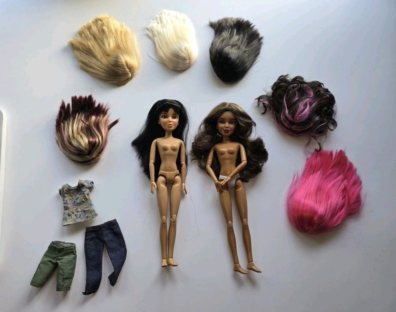 Liv Doll collectn lot 8 Wigs 2 Dolls Articulated SpinMaster Pink Blonde Brunette