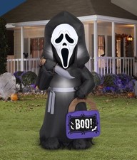 5  FT Light-Up GHOSTFACE w/TREAT SACK Halloween FUN YARD INFLATABLE DECORATION