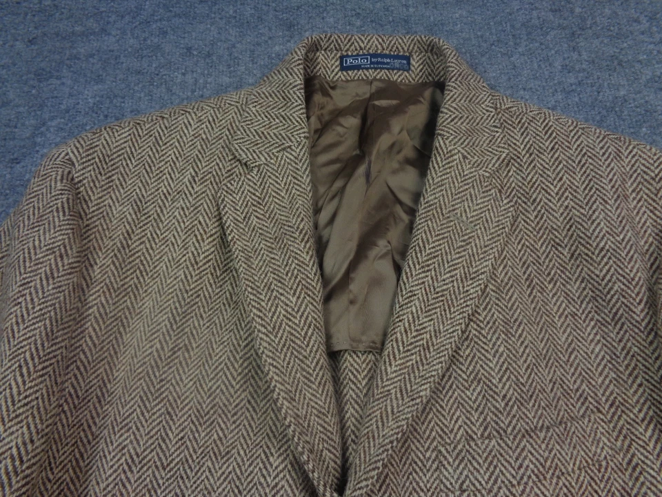 Chaqueta Blazer De Colección Polo Ralph Lauren 44L Para Hombres Tweed Abrigo Deportivo Lana Espiga Foto 3 de 4