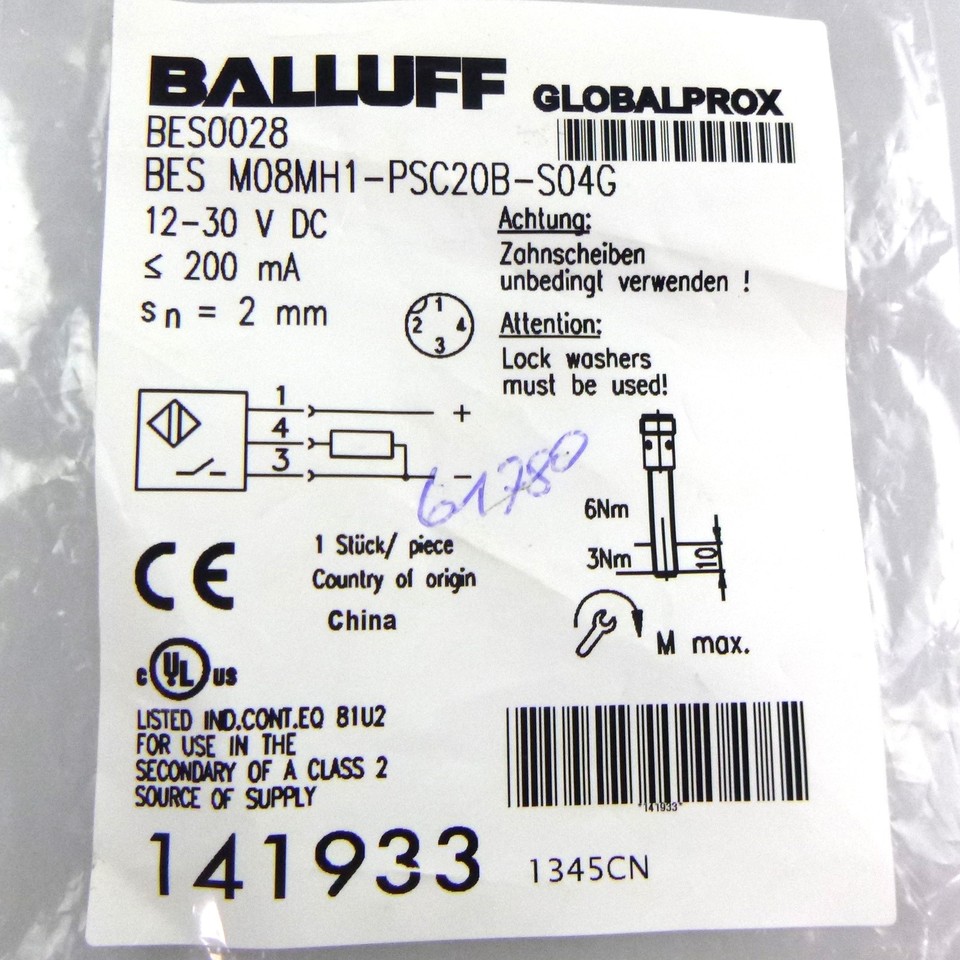 Balluff induktiver Sensor BES0028 BES M08MH1-PSC20B-S04G OVP | eBay