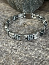Silver Magnetic Hematite Bracelet Anklet Snowflake Obsidian Therapy 2 row AAA