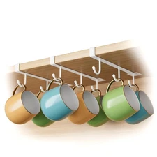 ECROCY Mug Hooks for Cabinet, Clip-On Shelf and Only Fits Flat Cabinet Withou...