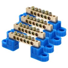 4 Pcs Terminal Ground Bar, 6 Positions Terminal Bus Bar, 6x9mm, Blue