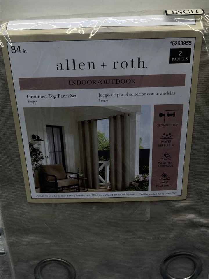 Allen + Roth 40"X84" Grommet Top Curtain TAUPE Panel Set (2 Panels) #5263955. - Image 2 of 4