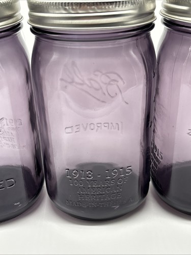 Tarros de bola púrpura Heritage edición 100 aniversario de colección pinta de masón (frascos de 16 oz) lote (4) - Imagen 4 de 9