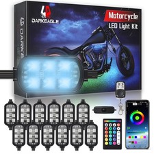 12Pods Motorcycle RGB LED Light Kit with Brake Turn Signal, Underglow Light w...