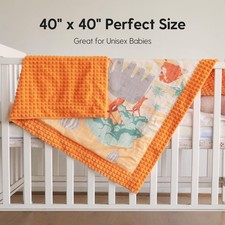 LITTLE SPUD Baby Blanket Orange Wildlife Fluffy Plush Muslin Cotton Crib Strolle