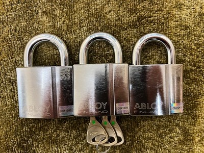 3x Abloy Sentry 340 s gleichschließend mit 3 Schlüsseln 10mm Schäkel Assa Mult Lock