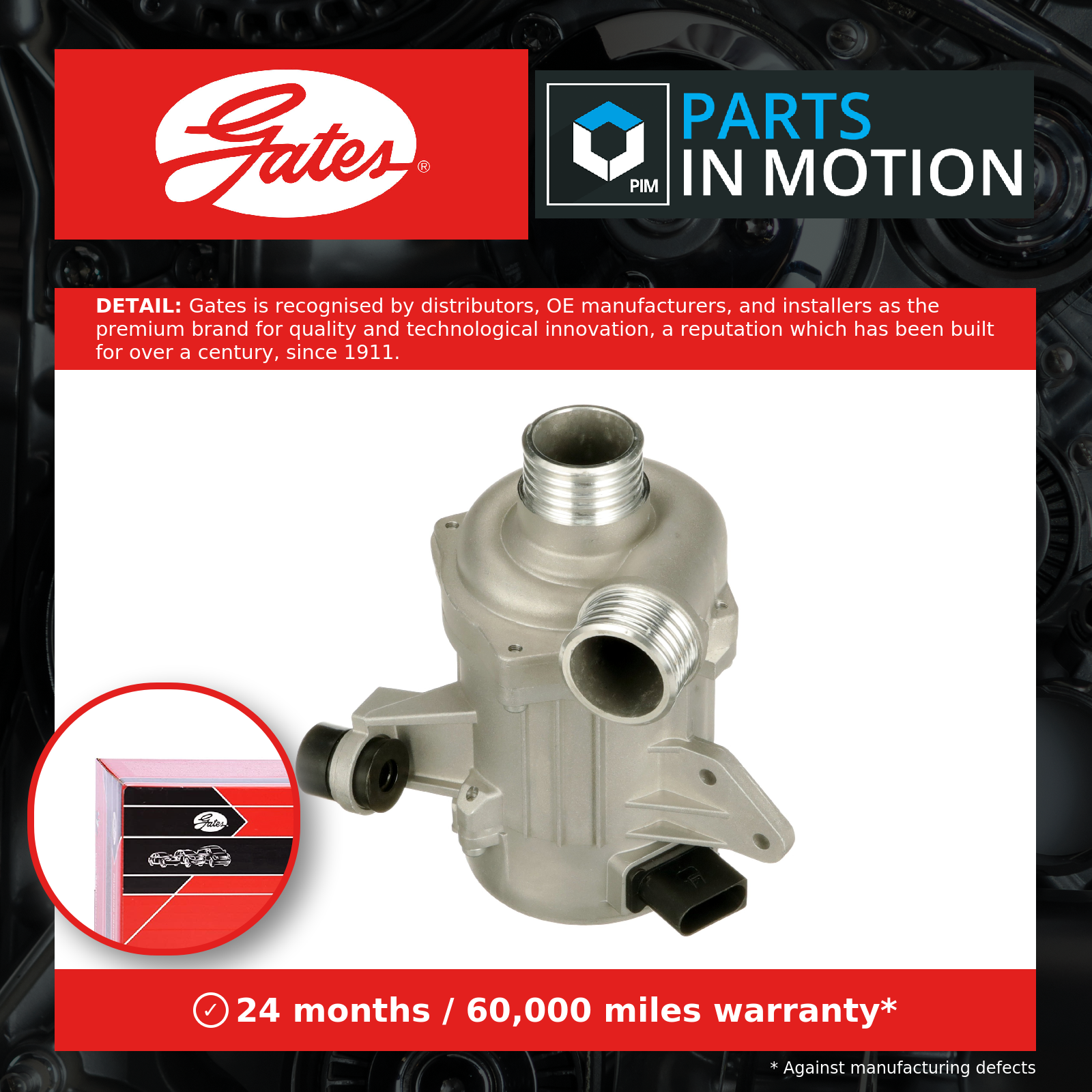 Electric Water Pump fits BMW 320 2.0 07 to 13 N43B20A Gates 11517563786 Quality - Image 2