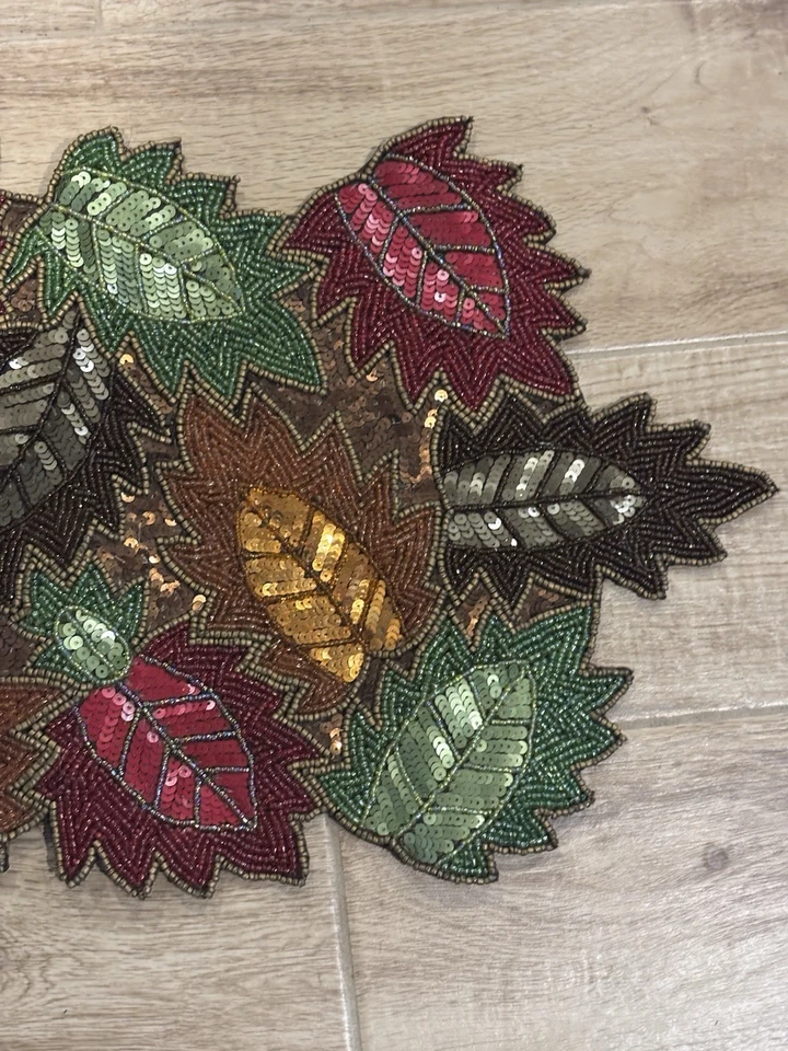 "De colección Pier 1 Importaciones Navidad Cuentas Corredor de Mesa 13""x35"" Decoración Vacacional Excelente" Foto 2 de 4