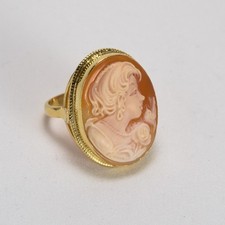 ANELLO  ARGENTO 925 DORATO CON CAMMEO IN CORNEOLA VOLTO                 AGNK 044