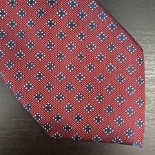 NWT IMANI UOMO Red Blue Square Geometric-print Silk Touch Next Tie T4143