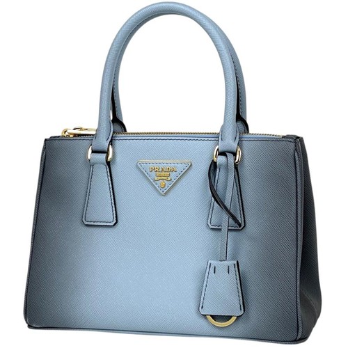 Prada Galleria Small 2WAY Saffiano Blue Gray Shoulder Bag 1BA896 #BS252