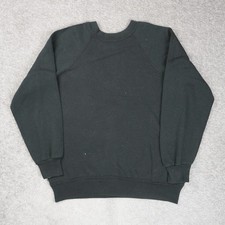 Vintage Blank Raglan Mens Large Black Long Sleeve Pullover Sweatshirt
