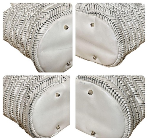 Anya Hindmarch Neeson Braided Leather Tote Bag Shoulder Bag Ribbon White - Bild 16 von 24