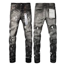 2025 New Purple Brand men's personality fashion splash-ink jeans !