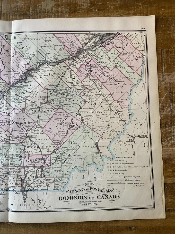 Railway Map of Canada - 1877 - Montmagny/Sheford/Glengarry areas (Sheet 5) - Image 4 of 4