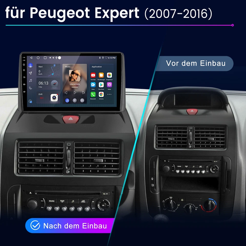 2+64GB Carplay Autoradio Android14 GPS Navi BT DAB+ Für Peugeot Expert 2007-2016 - Bild 2 von 4