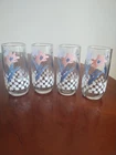 AHC 1989 Vtg Anchor Hocking Set Of 4 Drinking Glasses Flower Pattern 16oz 6" H