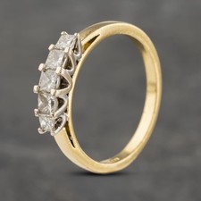 Second Hand 18ct Yellow Gold 0.75ct Princess Cut Diamond Five Stone Ring 4148...