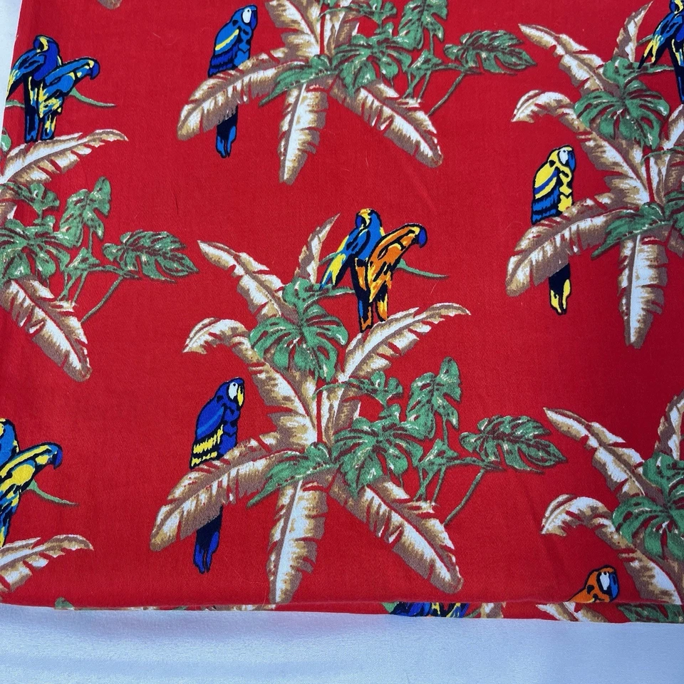 De colección Años 80 Tela Hawaiana Loro Palmeras Magnum PI Paraíso Encontrado Estilo 3 yardas Foto 3 de 4