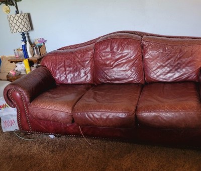 Brown Faux Leather Sofa