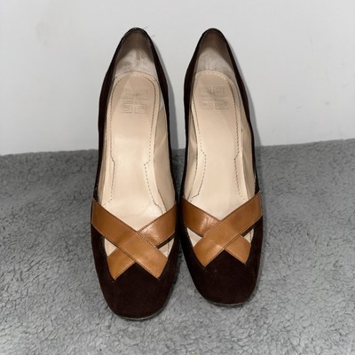 GIVENCHY BROWN SUEDE CRISS CROSS PUMPS HEELS SHOES SIZE 40 MADE IN ITALY