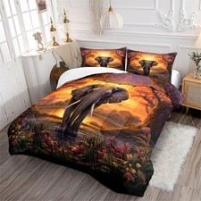 Elephant Comforter Set Black Elephant King Bedding Set 3D Personalized Design...