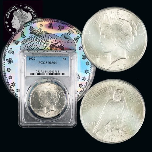 1922 Peace Dollar PCGS MS 64 FLASHY