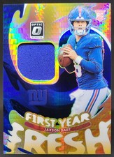 2025 Donruss Optic Jaxson Dart First Year Fresh Blue Hyper RC MEM Giants JT4