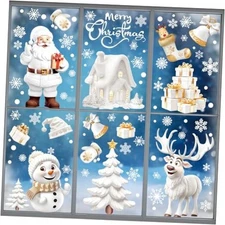  Christmas Window Clings for Glass Windows,190pcs Snowflake/Christmas Snowman