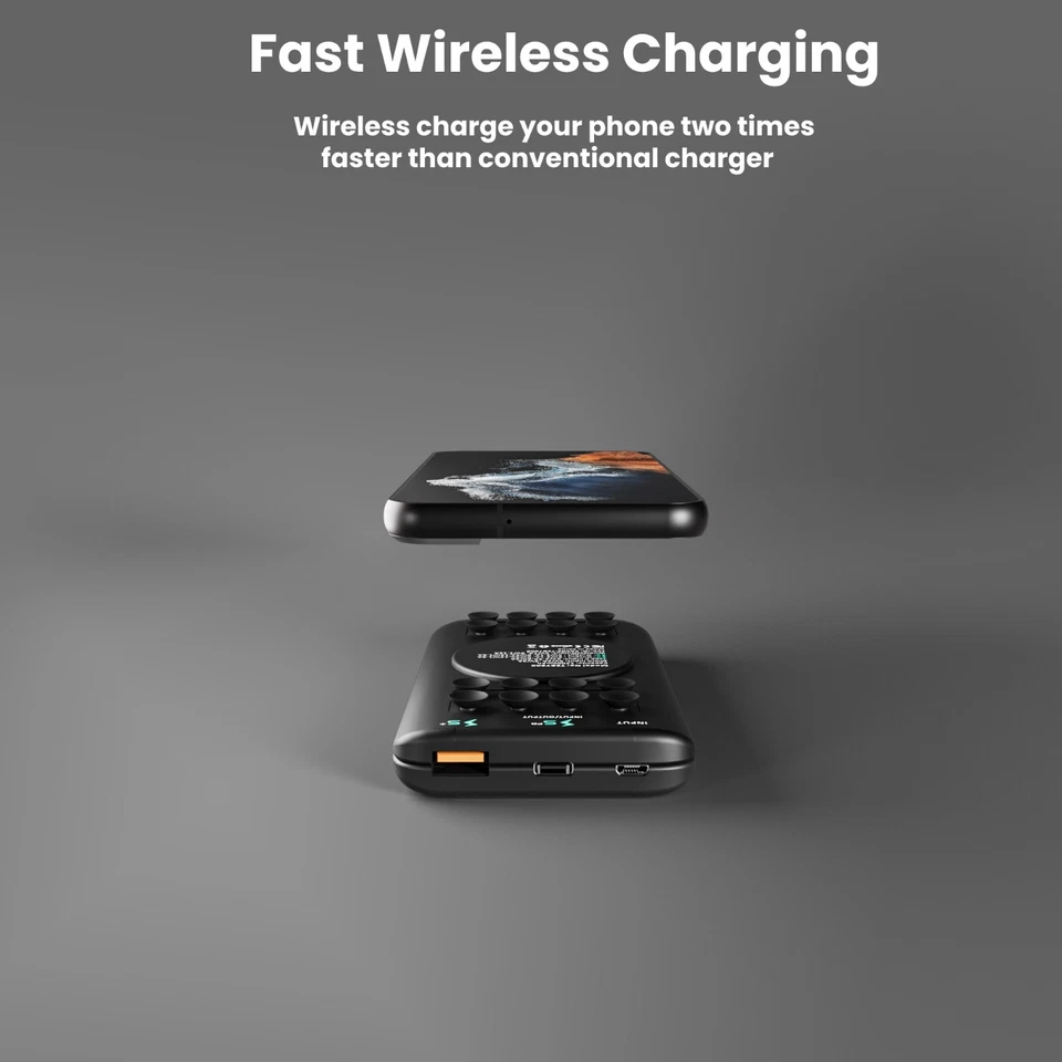 Зарядное устройство портативное беспроводное Techsmarter 12000 мАч 18 Вт USB-C PD банк питания - Изображение 4 из 4