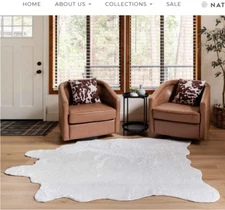 Big Faux Cowhide Rug CLOUD WHITE Premium SUPER SOFT Fur Native Skins 4'6x6'6
