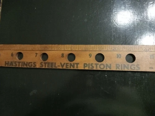 Vintage wood yardstick Hastings Piston Rings machinist tool Hastings Mi ruler