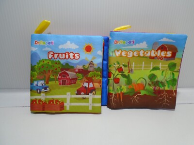 SET OF 2 DR.RAPETI SOFT CLOTH FRUITS AND VEGETABLES  BABY BOOKS (LMF575)