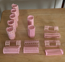 11 Pink Snap-On Hair Rollers Curlers Vintage Assorted Sizes Very Good Condition