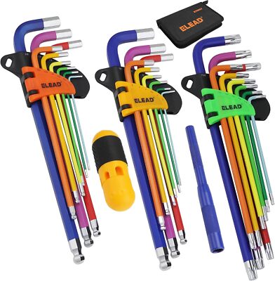 29pc Allen Hex Torx Key Set Long Arm Ball End Metric SAE T Handle Extension