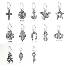 New Authentic Pandora symbols Pendant Sterling Silver W Tag & Suede Pouch