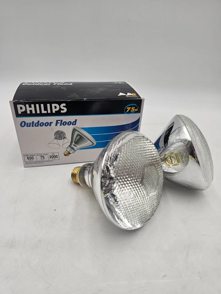 Bombillas de inundación para exteriores Philips 75 W 650 lúmenes (2) bombillas de base media BR38 Foto 2 de 2