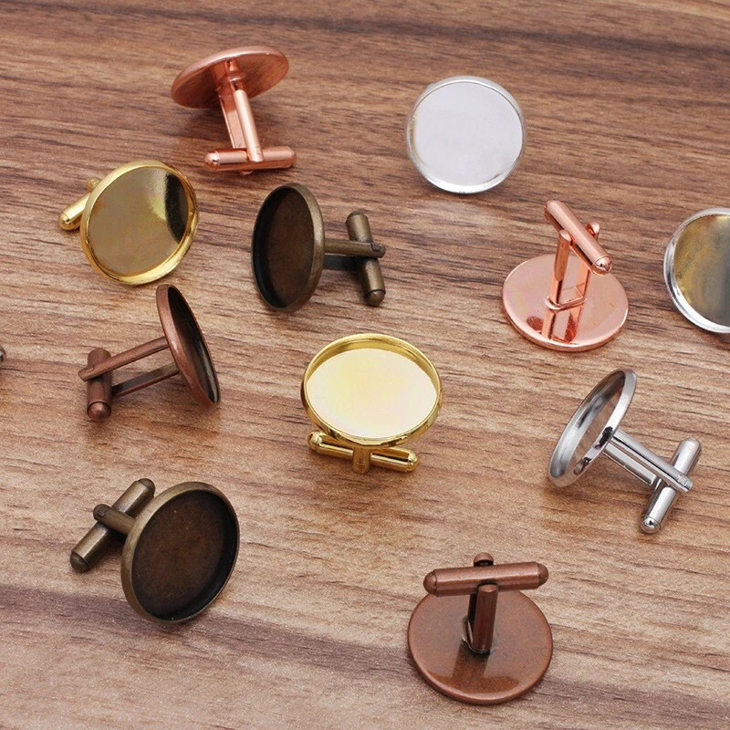 10 Boutons De Manchette Vintage En Argent 16 Mm - Réglables & Vierges, Parfait Pour Personnalisation
