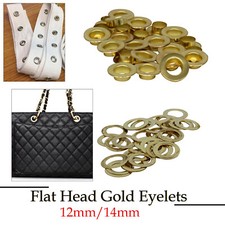 Gold Flat Head Iron Eyelets 12mm 14mm 100-1000pcs Crafts Bags Clothing Repair