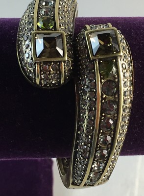 HEIDI DAUS ''Infinite Magic''  SAGE  Olive Crystal-Accented Bangle Bracelet ~ S/M