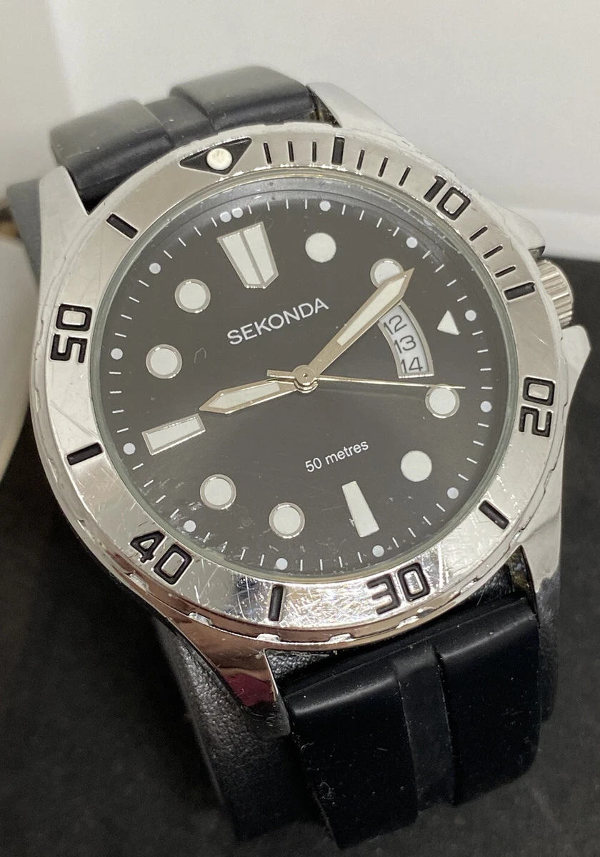 Sekonda Gents 1574 AMT Black Dial Date Function black Silicone